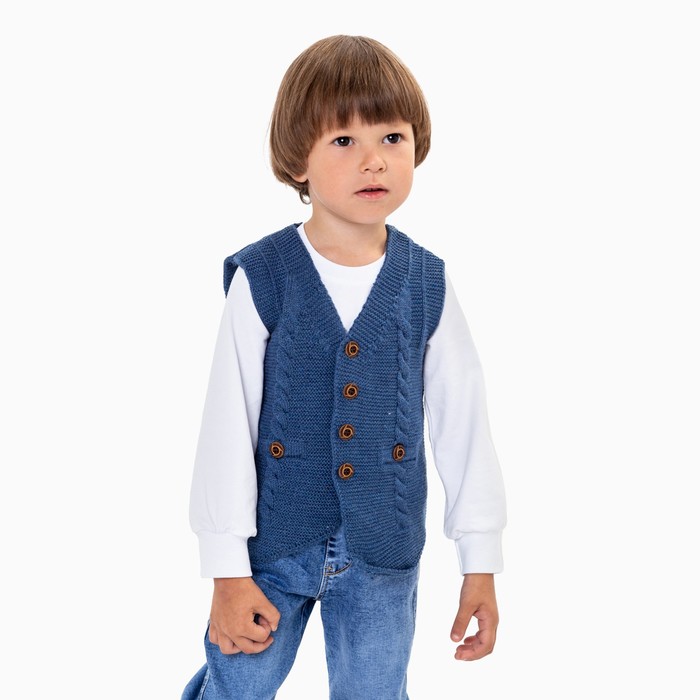 фото Жилет для мальчика, цвет тёмно-синий, рост 98 см bebus