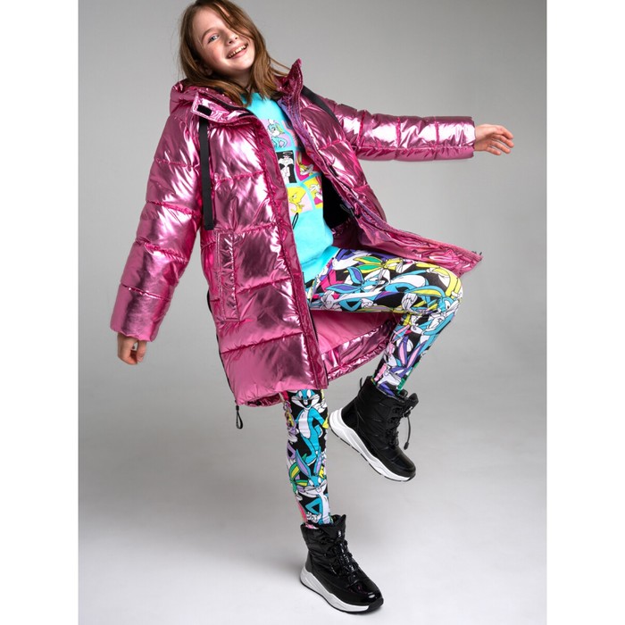 фото Куртка зимняя удлиненная для девочки, рост 140 см playtoday