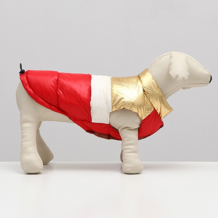 фото Куртка для собак с утяжкой размер 10 (дс 25, ог 34,ош 24), золото-красная