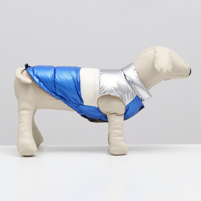 фото Куртка для собак с утяжкой. размер 18 (дс 40 см, ог 50 см, ош 38 см), серебряно-синяя
