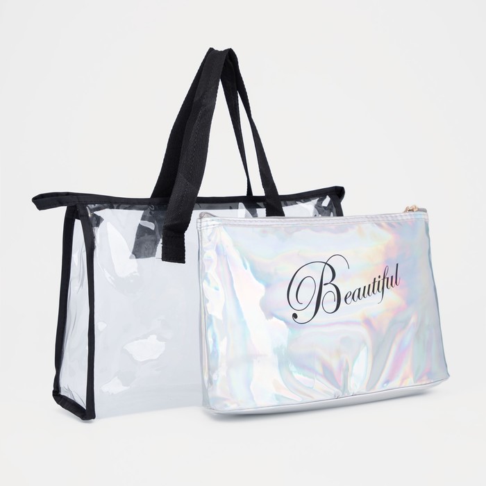 фото Набор космет 2/1 l-907-113, 29*8*19, отд на молнии, перламутр серебро