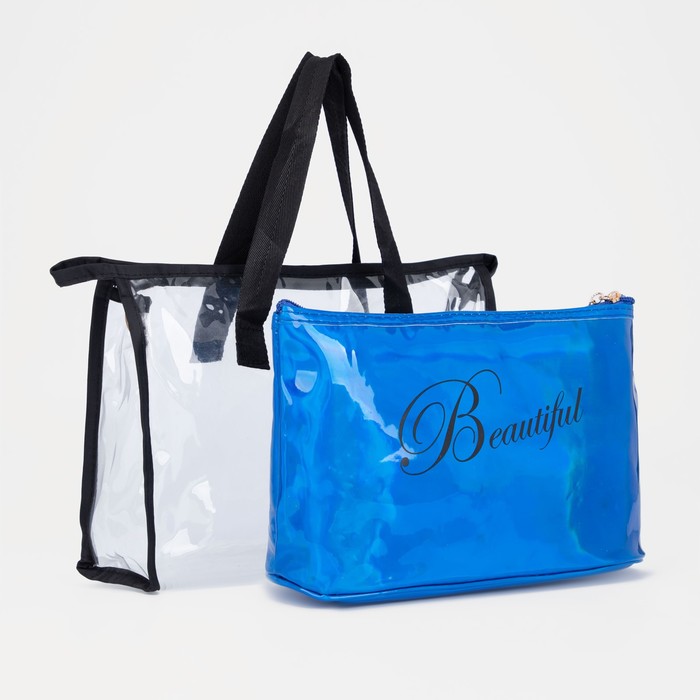 фото Набор космет 2/1 l-907-113, 29*8*19, отд на молнии, перламутр синий