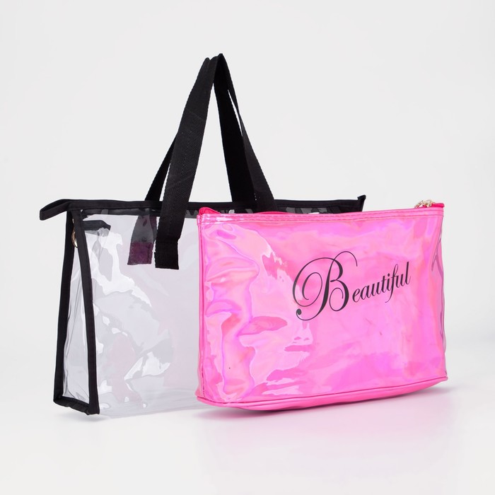 фото Набор космет 2/1 l-907-113, 29*8*19, отд на молнии, перламутр розовый