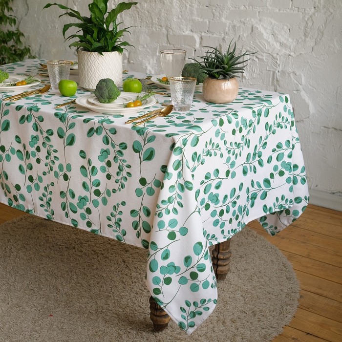 фото Скатерть доляна «эвкалипт» 149х250 см, 100% хл, рогожка 164 г/м2
