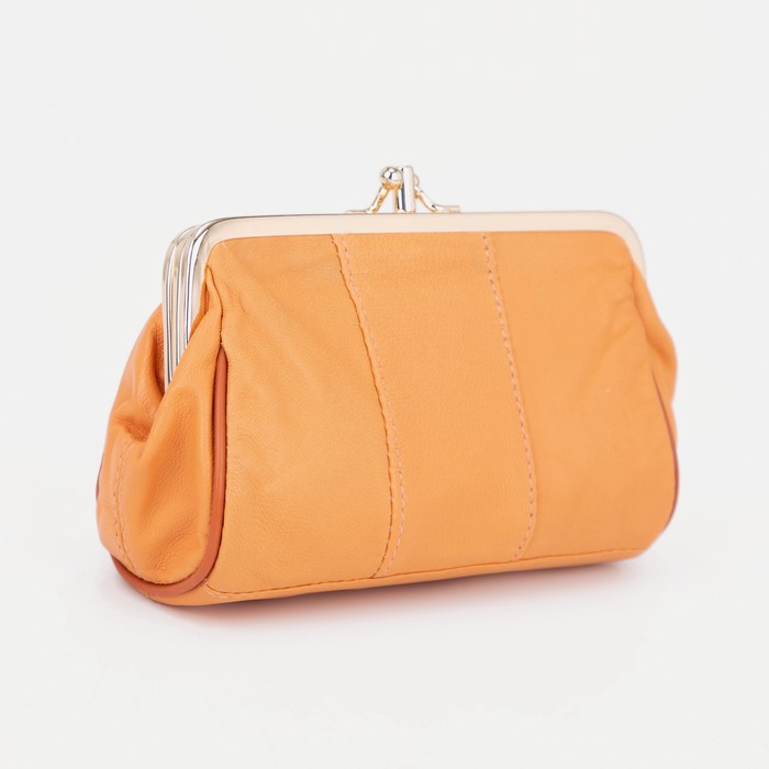 фото Косметичка на фермуаре, 2 отдела, цвет оранжевый