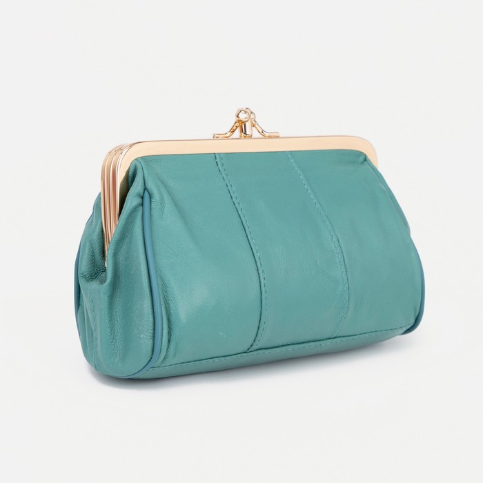 фото Косметичка на фермуаре, 2 отдела, цвет бирюзовый