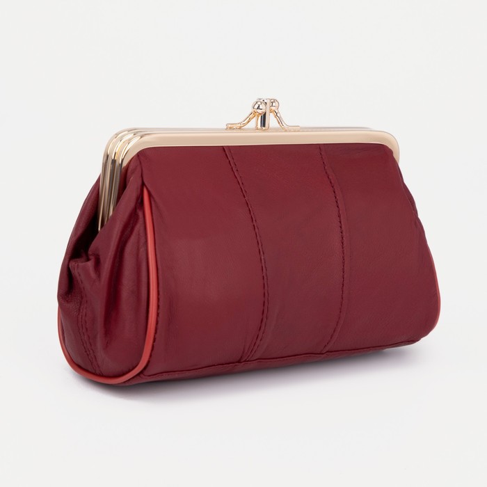 фото Косметичка на фермуаре, 2 отдела, цвет вишнёвый