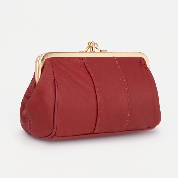 фото Косметичка на фермуаре, 2 отдела, цвет бордовый