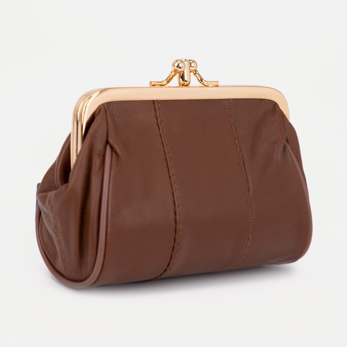 фото Косметичка на фермуаре, 2 отдела, цвет коричневый