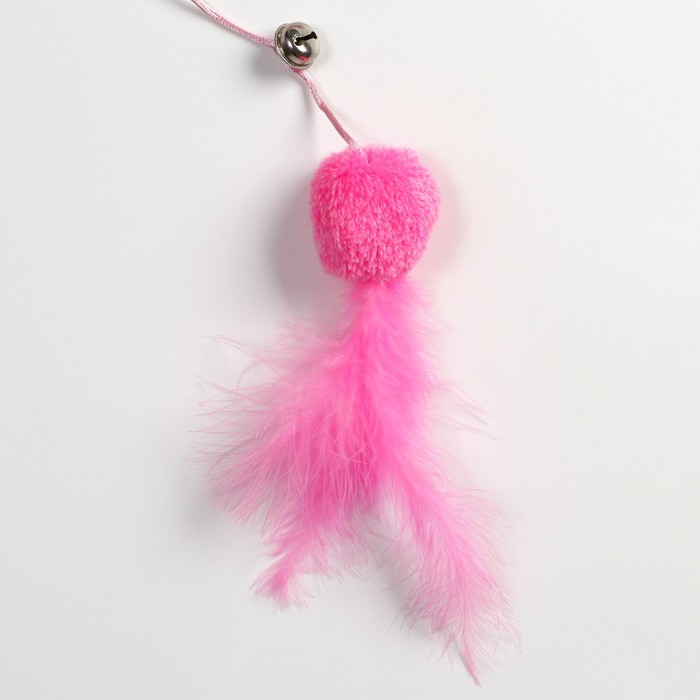 фото Дразнилка-удочка с мягким шариком и перьями, розовая пижон