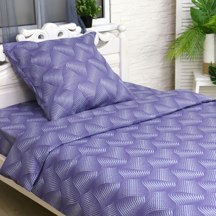 фото Постельное бельё 2 сп иллюзия, сине-фиолетовый, 175х210 см, 175х210 см, 70х70 см 2шт, бязь, 105 г/м, 100% хлопок атра