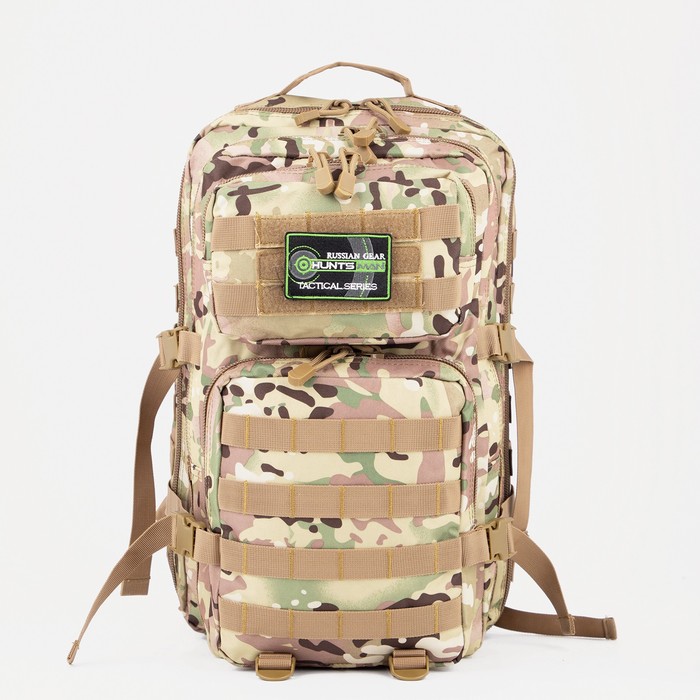 фото Рюкзак туристический, 35 л, 2 отдела на молниях, 2 наружных кармана, цвет бежевый/камуфляж huntsman