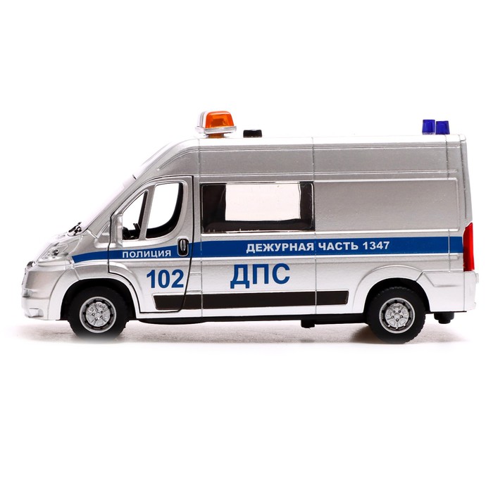 фото Машина металлическая «citroen jumper полиция», 14 см, двери, багажник, инерция, цвет серебро технопарк