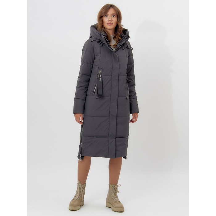 фото Пальто утепленное женское зимние темно-серого цвета, размер 50 mtforce