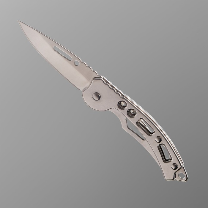 фото Нож складной, серебристый, клинок 6,3см