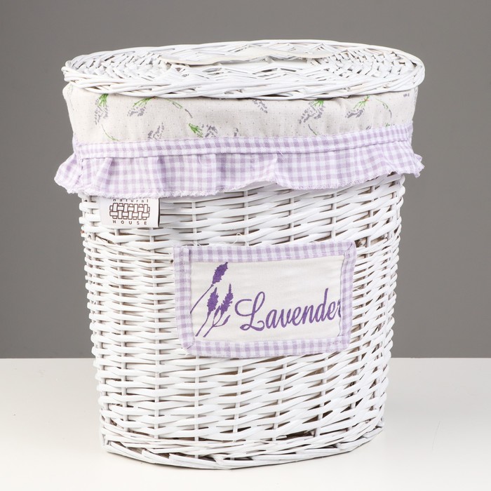 фото Корзина бельевая овальная "лаванда", 48х36х55 см, белый