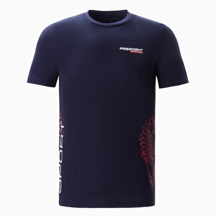 фото Футболка president russian sport, xxl, синий, 100% хлопок, кул.гладь 150 г/м2
