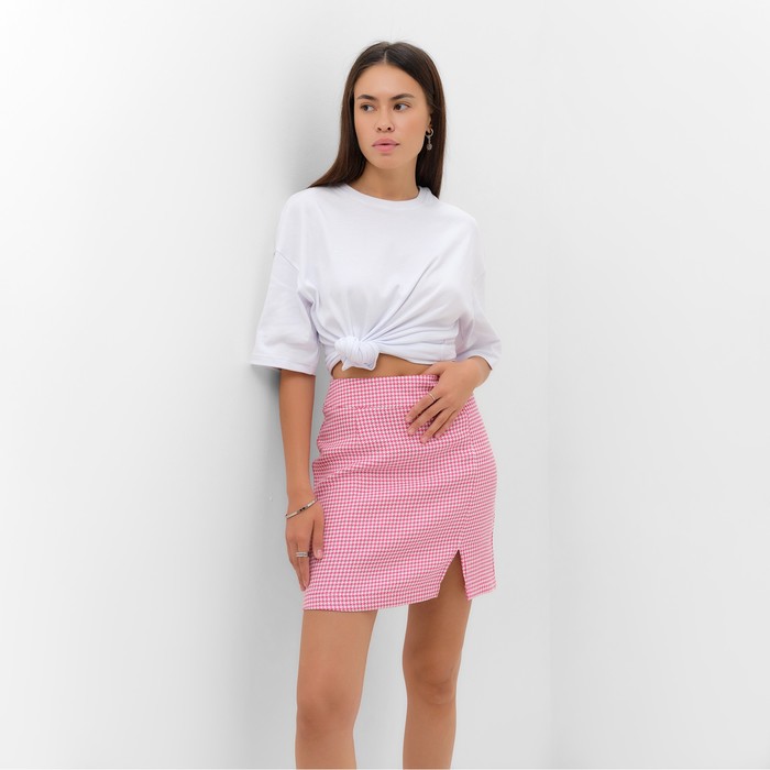 фото Юбка женская с разрезом mist р. 42, розовый/белый