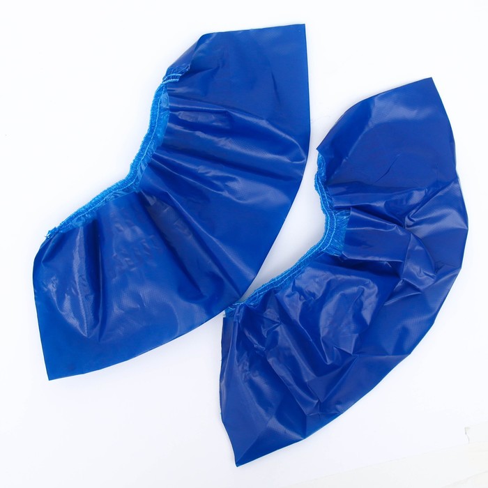 фото Бахилы медицинские elegreen, с двойной резинкой, двойные, синие в евроблоке 20 гр. 108 мкм