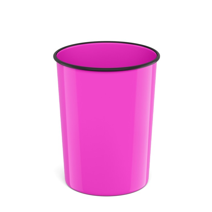 фото Корзина для бумаг и мусора 13,5 литров erichkrause neon solid, пластиковая, литая, розовая