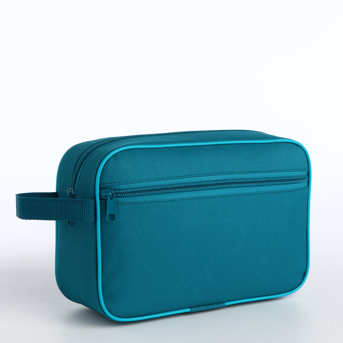 фото Косметичка на молнии, с подкладом, наружный карман, цвет бирюзовый бако текстиль