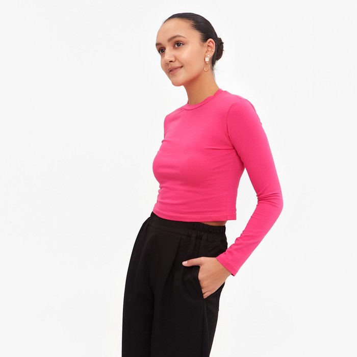 фото Лонгслив женский minaku: basic line цвет фуксия, р-р 44