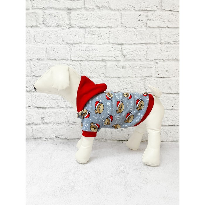 фото Футболка для собак с капюшоном "новогодняя", размер 28, (дс 28, ош 21-22, ог 36-38 см), микс цветов