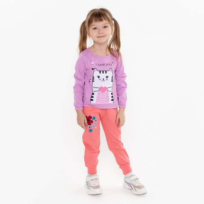 фото Лонгслив для девочки, цвет сиреневый, рост 116 см luneva