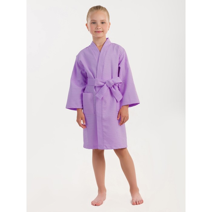 фото Халат вафельный детский «кимоно», размер 30, цвет сиреневый bio-textiles