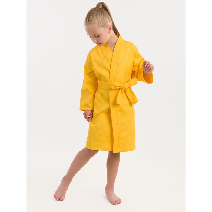 фото Халат вафельный детский «кимоно», размер 32, цвет желтый bio-textiles