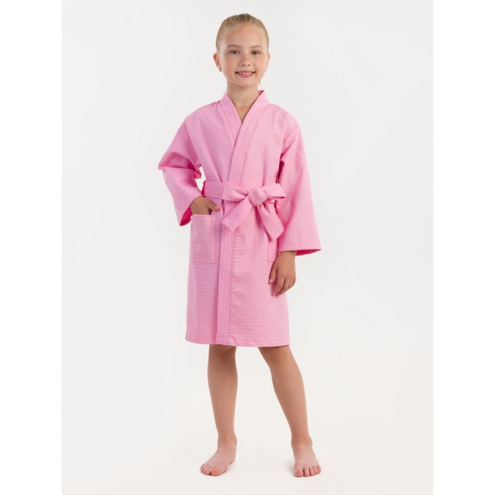 фото Халат вафельный детский «кимоно», размер 32, цвет розовый bio-textiles