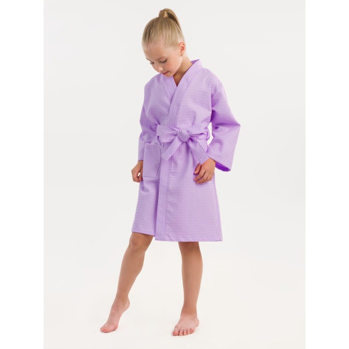 фото Халат вафельный детский «кимоно», размер 36, цвет сиреневый bio-textiles
