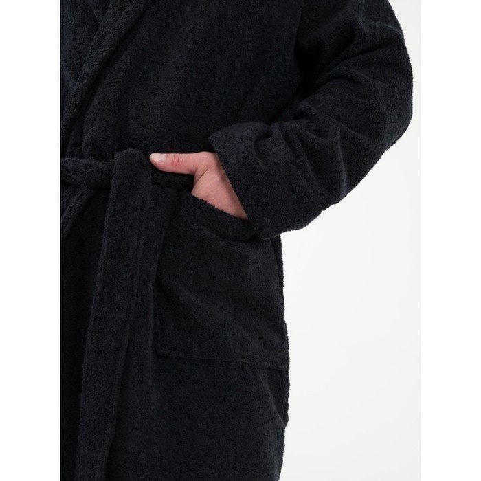 фото Халат мужской махровый с шалькой, размер 44-46, цвет черный bio-textiles