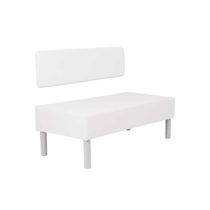 фото Скамья гретта со спинкой 1200х590хн450 белая экокожа