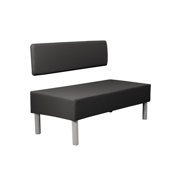 фото Скамья гретта со спинкой 1200х590хн450 черная экокожа