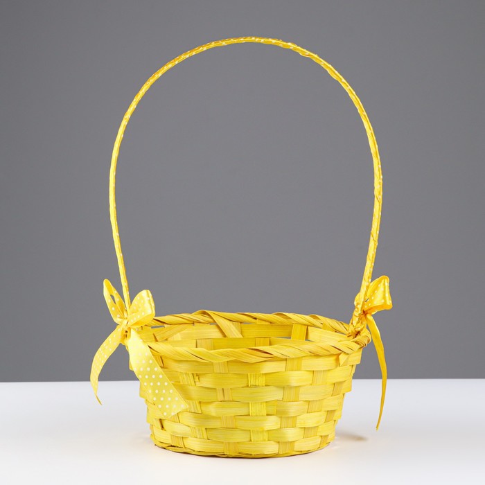 фото Корзина плетеная 19х9/32 см, желтый, бамбук
