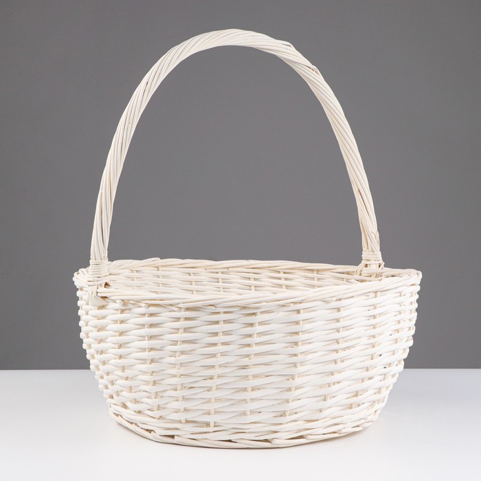 фото Корзина плетеная, 40х18/44 см, белый, ива