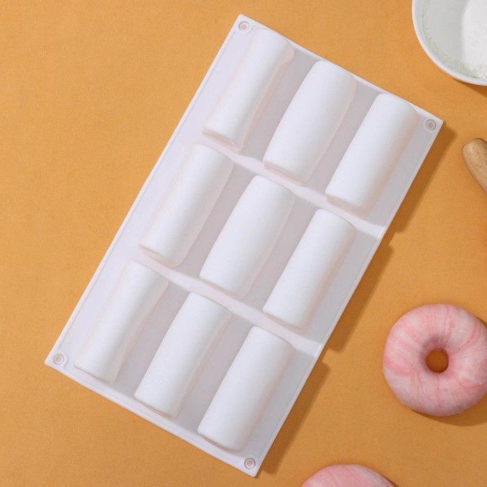 фото Форма силиконовая для выпечки доляна «сладости.батончики», 29,5×17×3,5 см, 9 ячеек (8,3×3,2×3,5 см), цвет белый