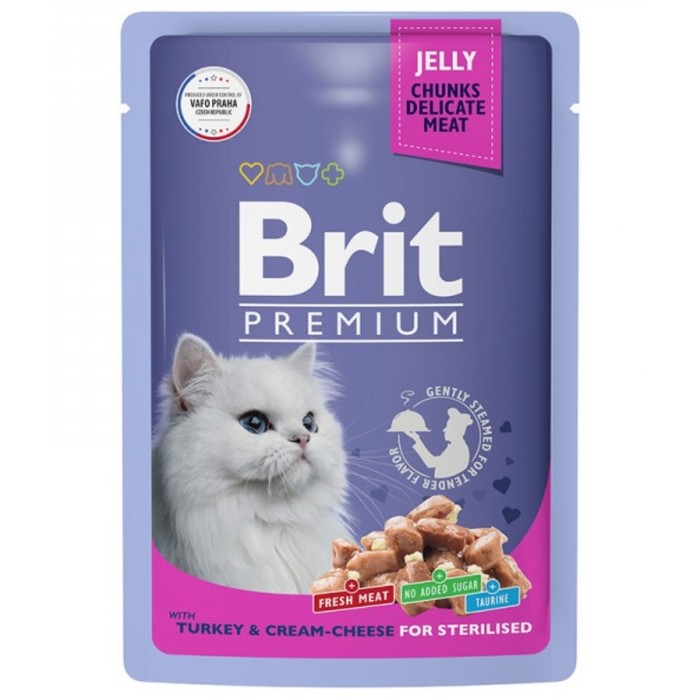 Влажный корм Brit Premium для стерилизованных кошек, индейка с сыром в желе, пауч, 85 г
Влажный корм Brit Premium для стерилизованных кошек, индейка с сыром в желе, пауч, 85 г