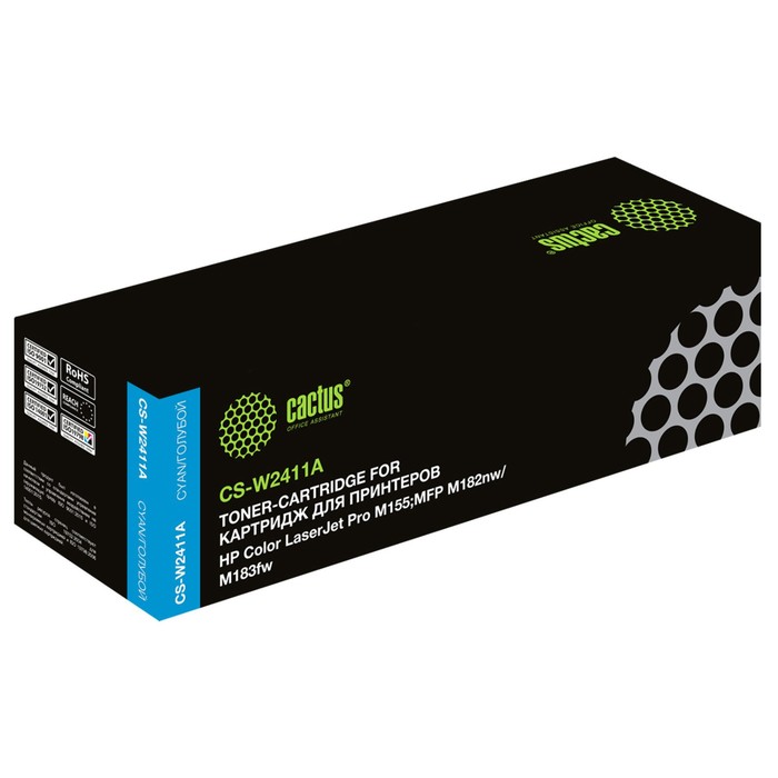Картридж Cactus CS-W2411A W2411A, для HP CLJet Pro M155;MFP M182nw/M183fw, 850 страниц, цвет голубой
Картридж Cactus CS-W2411A W2411A, для HP CLJet Pro M155;MFP M182nw/M183fw, 850 страниц, цвет голубой