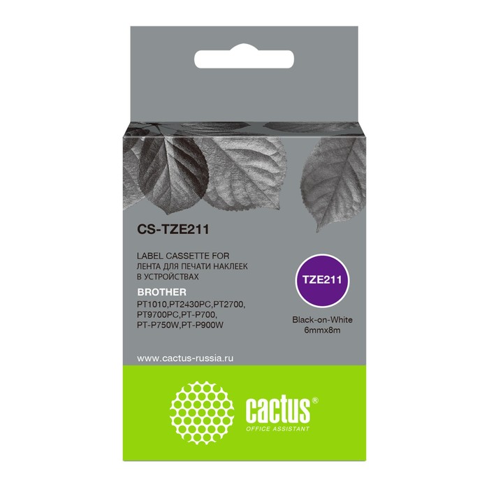 Картридж ленточный Cactus CS-TZE211 TZe-211, для Brother 1010/1280/1280VP/2700VP, цвет чёрный
Картридж ленточный Cactus CS-TZE211 TZe-211, для Brother 1010/1280/1280VP/2700VP, цвет чёрный