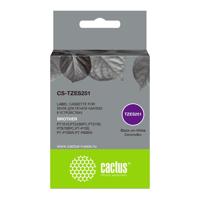 Картридж ленточный Cactus CS-TZES251 TZe-S251, для Brother 1010/1280/1280VP/2700VP, цвет чёрный
Картридж ленточный Cactus CS-TZES251 TZe-S251, для Brother 1010/1280/1280VP/2700VP, цвет чёрный