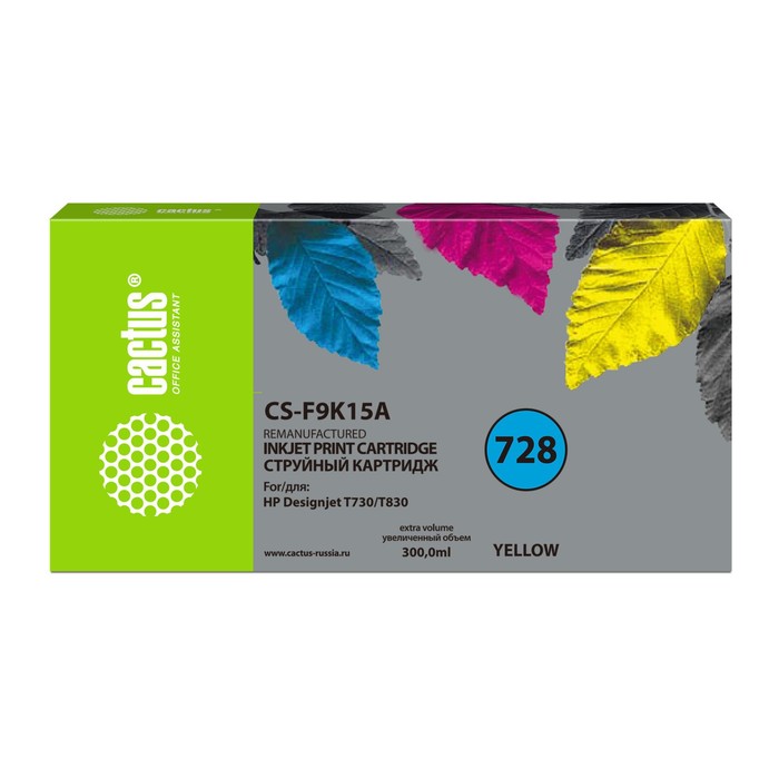 Картридж Cactus CS-F9K15A 728XXL, для HP DesignJet T730/ T830, 300 мл, цвет жёлтый
Картридж Cactus CS-F9K15A 728XXL, для HP DesignJet T730/ T830, 300 мл, цвет жёлтый