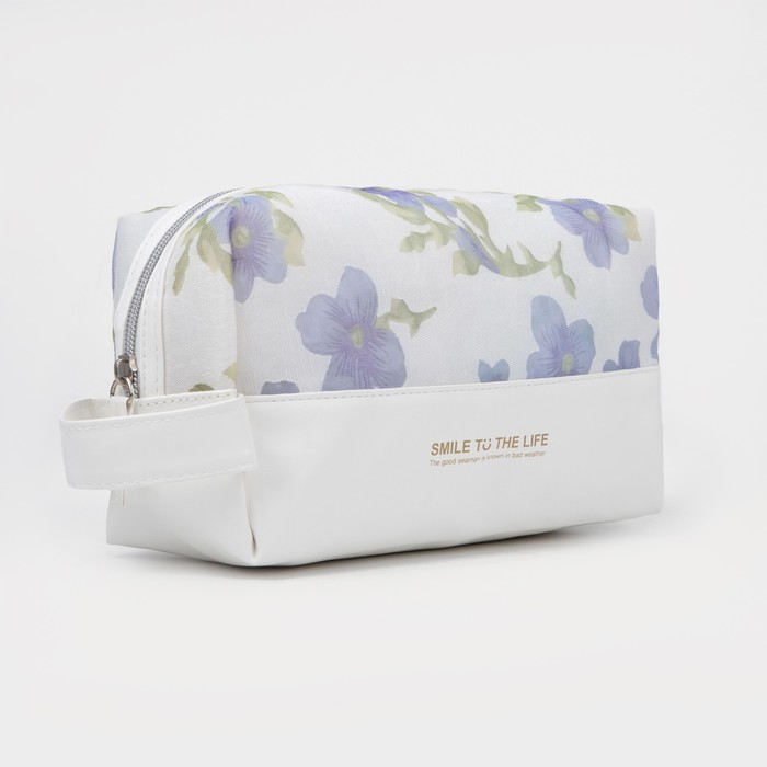 фото Косметичка на молнии, цвет белый/синий