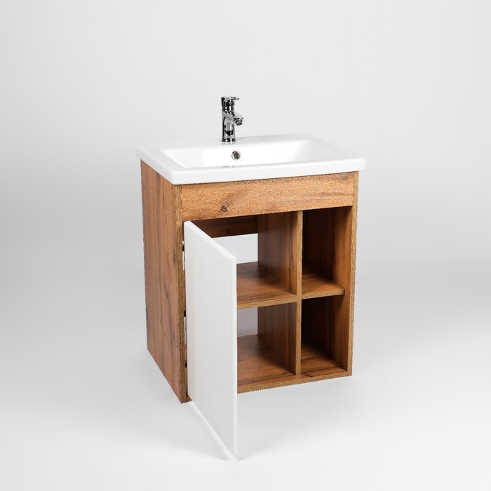 фото Тумба viant «бостон» 1 створка, подвесная, 430х560х620 мм, с раковиной como 60