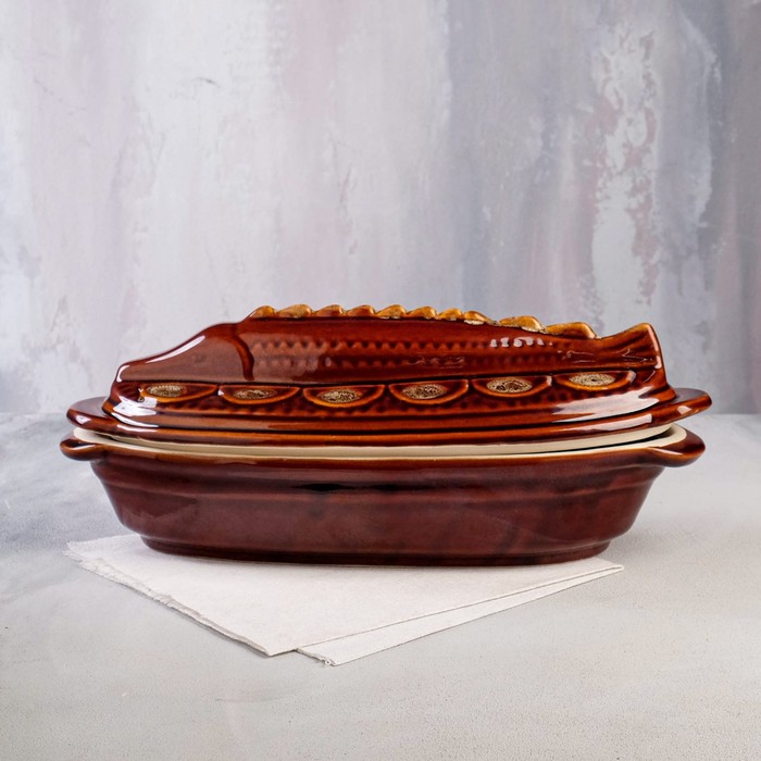 Горшок духовой с крышкой "Осетр", керамика, 2 л 
Горшок духовой с крышкой "Осетр", керамика, 2 л