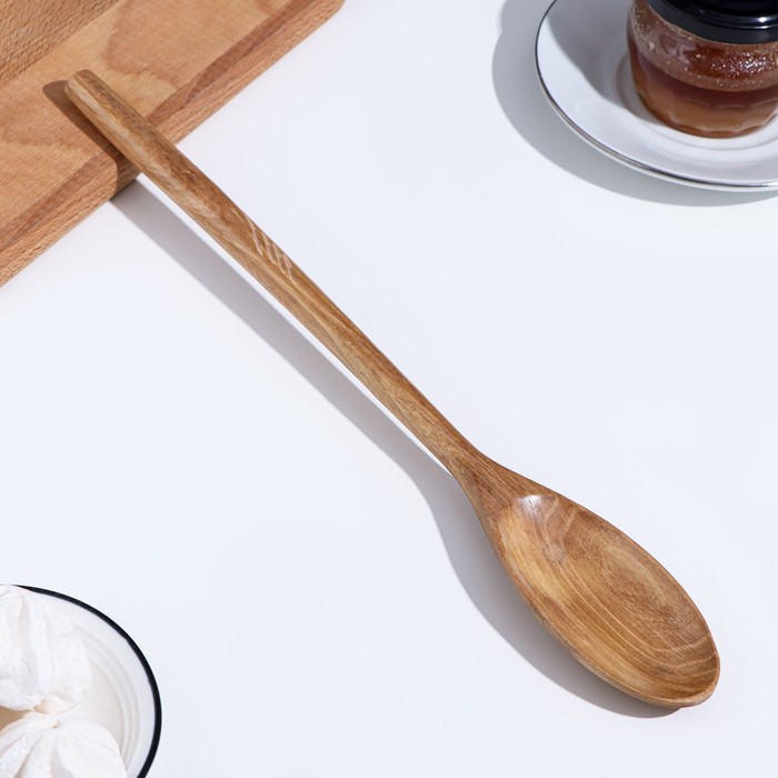 фото Ложка с тонкой ручкой, орех 32,5х5см