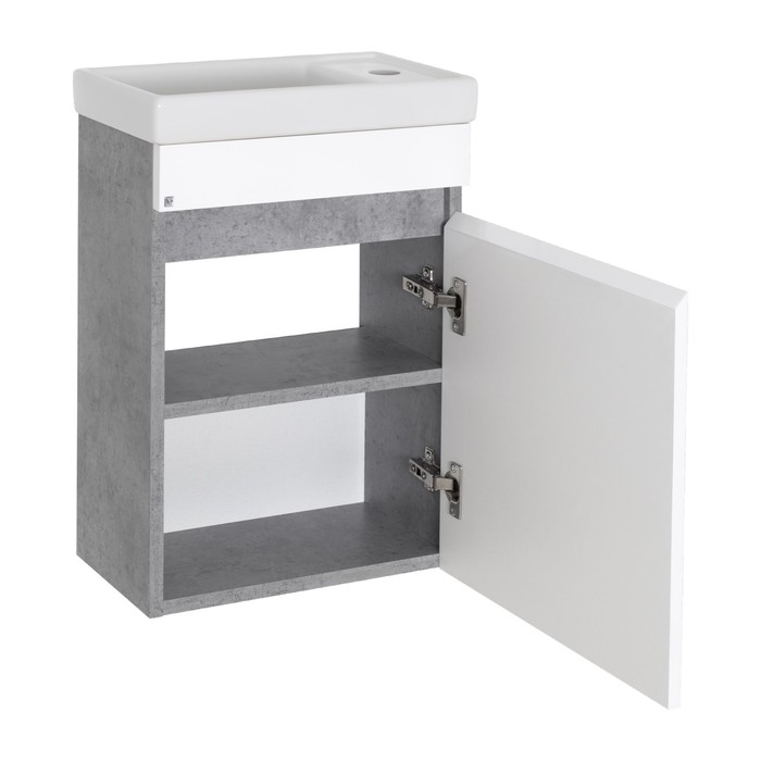 фото Комплект тумба "ронда 40" подвесная с раковиной cersanit "como" 40, белый, 40 х 22 х 51 см misty