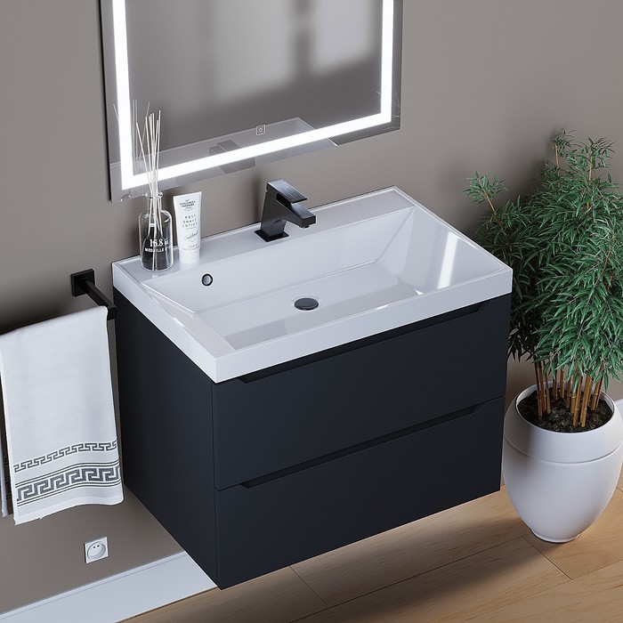 фото Тумба под раковину uperwood tanos, 70 см, подвесная, черная