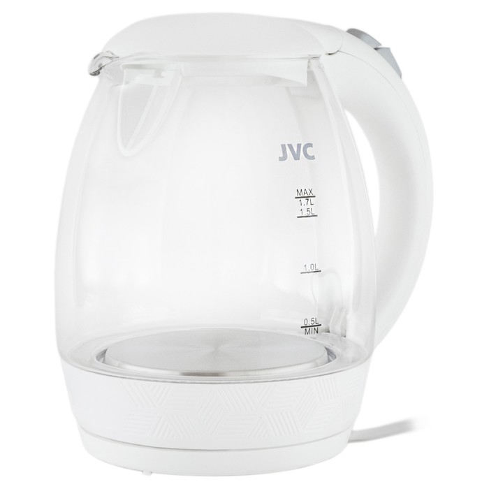 фото Чайник электрический jvc jk-ke1514, стеклянный, 2200 вт, 1.7 л, белый
